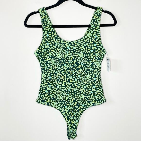 NWT Nordstrom LEITH green gables animalia thong bodysuit animal print sz small - Picture 4 of 8